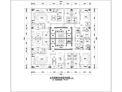 大平层标准层平面图纸 施工图