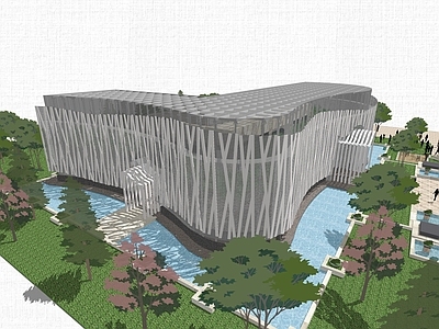 现代弧形商业会所建筑