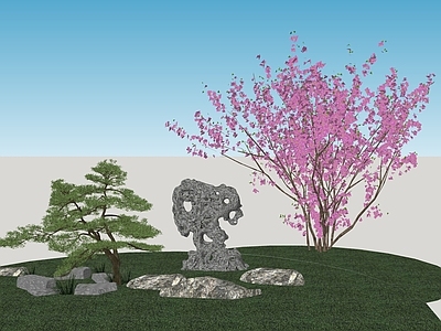 造型树造型松花树丛生榆叶梅