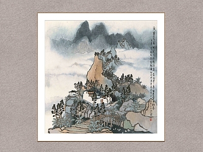 现代装饰画 暮山 方俊 山水画 墙饰画 国画