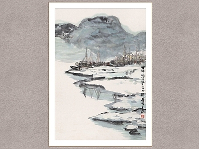 现代装饰画 雪景图 方济众 山水画 墙饰画 国画