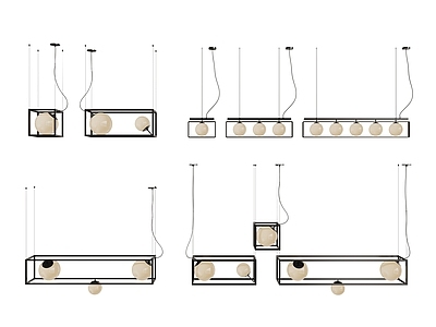 现代吊灯 球形 艺术灯 组合