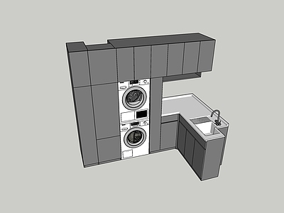 现代洗衣机柜组合
