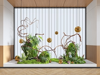 现代室内景观 小品 室内 室内 苔藓植物 植物堆