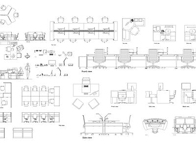 室内办公家具图库 施工图 办公家具图库