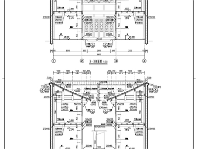 徽派建筑风格二层办公楼建筑图 施工图 古建