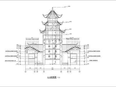 砖木塔式宗祠建筑 施工图 古建