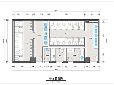 90平米商场公共卫生间平面布置图 施工图