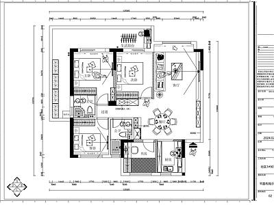 118㎡现代家装整套 施工图 平层