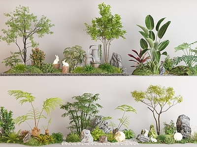 现代庭院景观小品 园林 植物造景 植物堆 植物组合 蕨类植物 户外