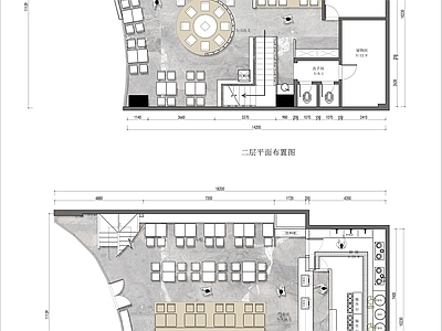 400㎡两层港式茶餐厅平面布置图 施工图