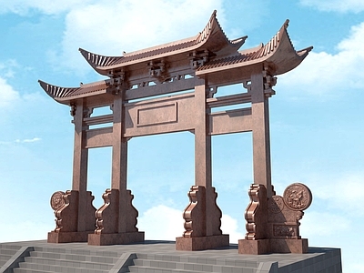 中式牌坊 抱鼓石