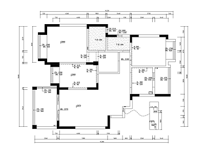三室二厅原始结构图 施工图 平层