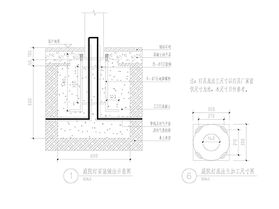 庭院灯安装做法示意图 施工图