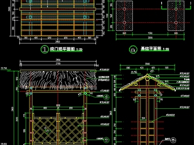 美丽乡村庭院竹子景观门头 大 施工图