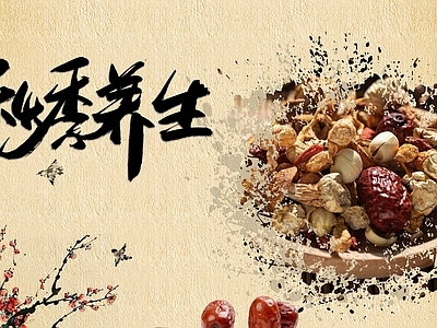 中式秋季养生海报