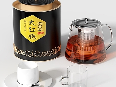 现代茶壶 茶叶罐 茶杯 玻璃杯