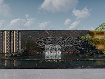现代景墙 造景 水景