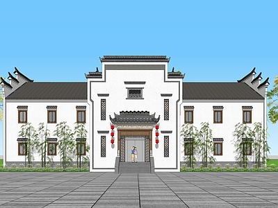 中式徽派建筑风格商铺门面