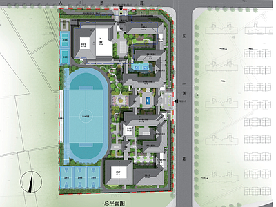 海安实验小学中式总平面图 施工图