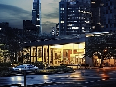夜晚灯光街道外景