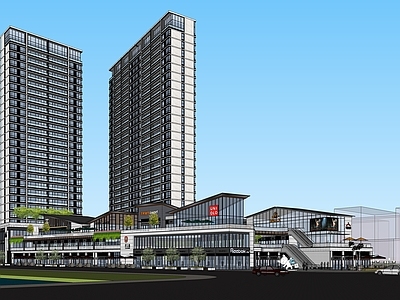 新中式商场 商业住宅楼