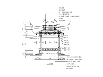 四角方亭 施工图