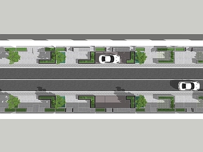 现代乡村道路景观 入户口台阶高差景观