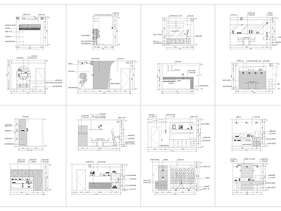 餐厅区装饰墙及酒架造型立面图 施工图