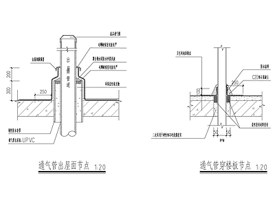 通气管穿楼板节点 施工图 建筑工程节点