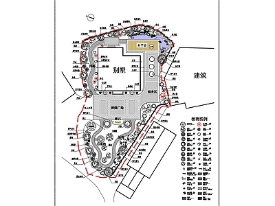 别墅自然式景观平面方案 施工图