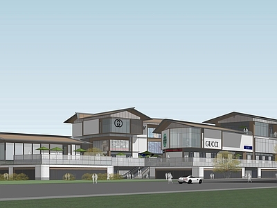 现代风格坡屋顶商业建筑