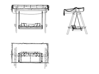 户外秋千椅吊椅摇椅 施工图