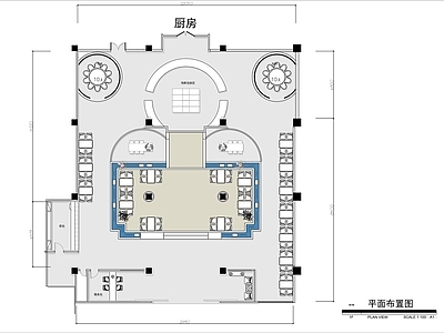 600㎡高级海鲜餐厅平面布置图 施工图