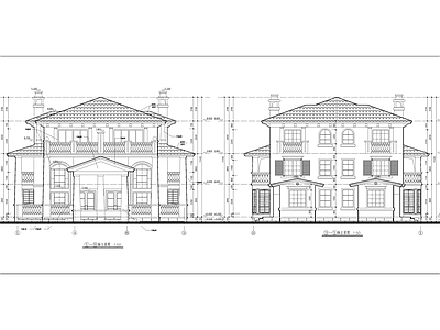 双拼别墅建筑设计图 施工图