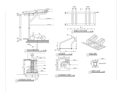 钢结构自行车棚节点图 施工图