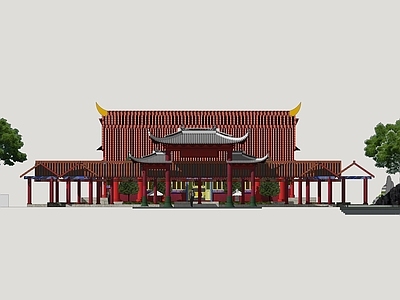 中式东方古代建筑寺庙寺院