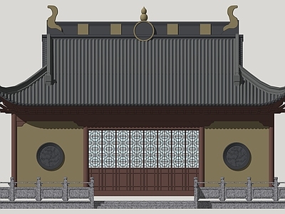 中式东方古代建筑寺庙道观