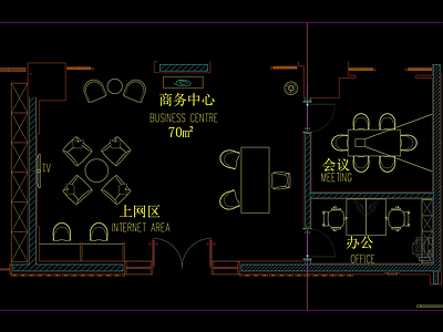 现代酒店商务中心平立面图 施工图