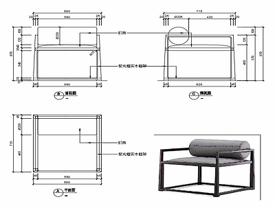 现代椅子家具设计图纸 施工图