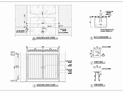 人行入口铁艺门详图 施工图