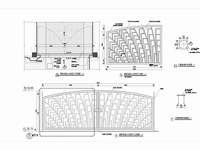 消防车道入口铁艺门 施工图