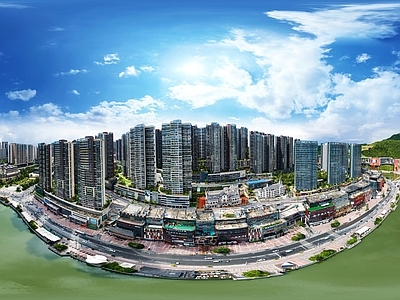 HDR湖泊河流绿化生态城市全景