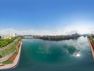 HDR江河湖泊绿化生态城市全景