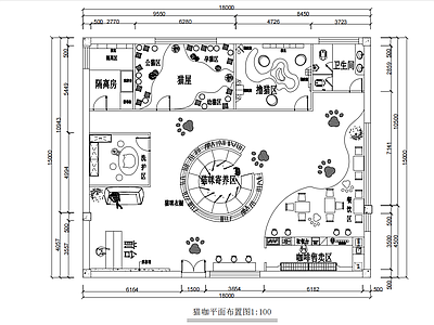 猫咖平面图设计 施工图