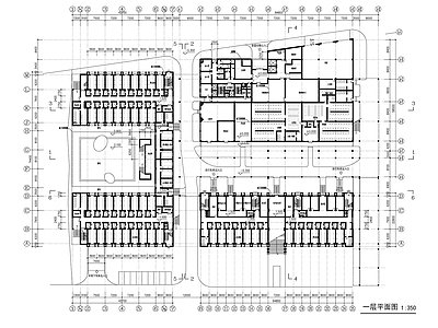 某高校生活区宿舍食堂建筑图 施工图