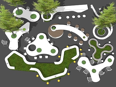 现代户外景观吧台吧椅 曲线异形 创意树池座椅 树阵广场小品