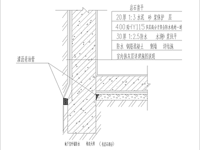 地下室外墙防水构造大样 有岩石部分  施工图