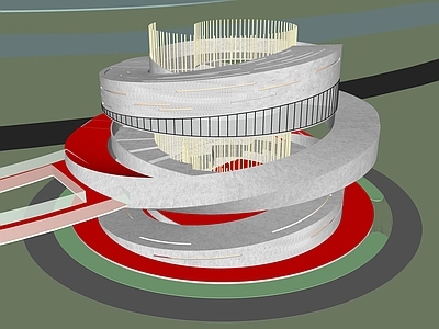 现代螺旋展览馆建筑