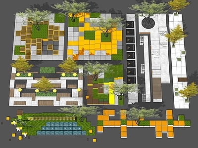 现代景观座椅 创意树池座椅 积木组合坐凳 公园种植池 商业广场休闲平台